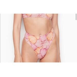 La Gotta Bikini Swim Bottom Shell Pink Orange High Waist Cheeky Size Medium